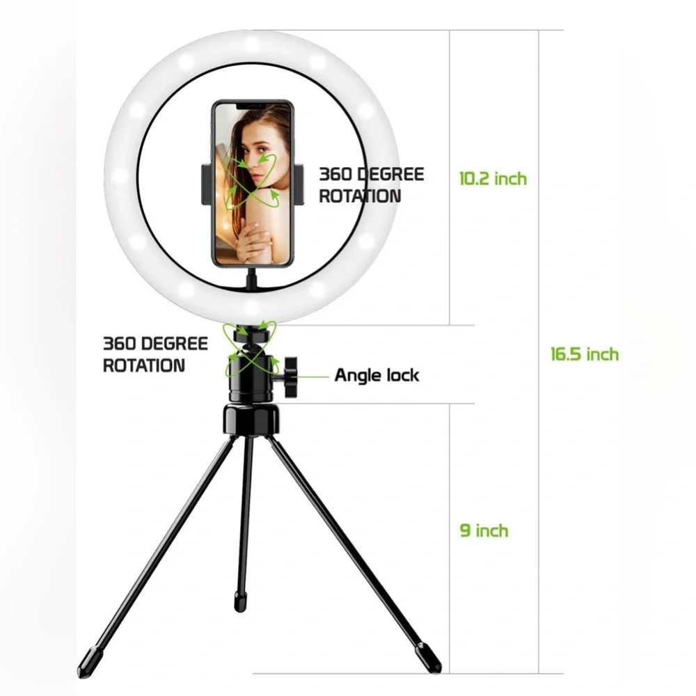 10” LED Tabletop Ring Light with Remote
